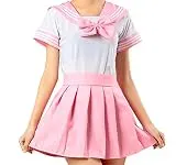 WenHong Japan School Uniform Dress Cosplay Costume Anime Girl Lady Lolita (ASIA X-Large, Pink02)