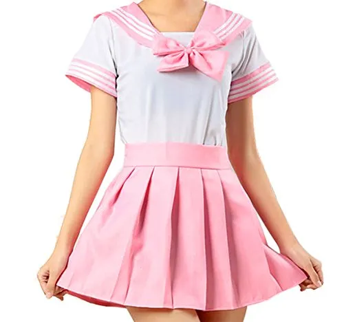 WenHong Japan School Uniform Dress Cosplay Costume Anime Girl Lady Lolita (ASIA X-Large, Pink02)