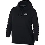 NIKE Sportswear Women's Plus Club Funnel-Neck Hoodie, Black/Black/Black/White, 1X