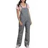 Dickies Women's Bib Overall 100% Cotton Denim with ScuffGard, Rinsed Hickory Stripe, Large