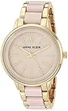 Anne Klein Women's Gold-Tone and Blush Pink Resin Bracelet Watch