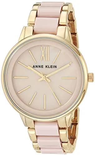 Anne Klein Women's Gold-Tone and Blush Pink Resin Bracelet Watch