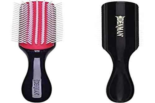 Denman Hair Brush for Curly Hair D3 (Black) 7 Row Classic Styling Brush for Detangling, Separating, Shaping and Defining Curls
