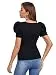 SheIn Women's Sweetheart Neck Puff Short Sleeve Blouse Rib Knit Elegant Tops...