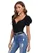 SheIn Women's Sweetheart Neck Puff Short Sleeve Blouse Rib Knit Elegant Tops...