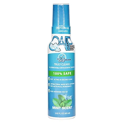Orthodontic Cleaner by OAP Cleaner | Retainer Cleaner, Denture Cleaner, and Mouth Guard Cleaner | 60 Second Gel Cleanser | Paraben, Sulfate and Triclosan Free | 60 mL Bottle