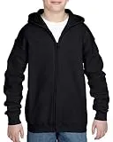 Gildan Youth Full Zip Hooded Sweatshirt, Style G18600B, Black, X-Large