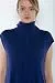 JENNIE LIU Women's 100% Pure Cashmere Sleeveless Turtleneck Hi-Lo Tunic Sweater(L, MarledBlue)
