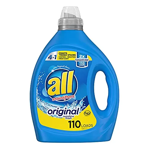all Laundry Detergent Liquid, Fights Tough Stains, High Efficiency Compatible, 2X Concentrated, 110 Loads