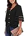 LookbookStore Women's Casual V Neck Mesh Panel Button Down Blouse 3/4 Bell...