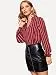 Milumia Women's Elegant Striped V Neck Long Sleeve Blouse High Low Hem...