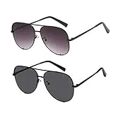 SORVINO Aviator Sunglasses for Women Classic Oversized Sun Glasses UV400 Protection (A-2pack-Black+Fade, 60)