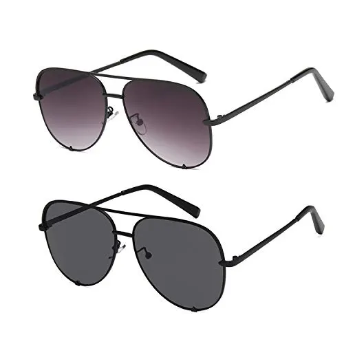 SORVINO Aviator Sunglasses for Women Classic Oversized Sun Glasses UV400 Protection (A-2pack-Black+Fade, 60)