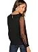 Floerns Women's Pearl Sheer Mesh Long Sleeve Tops Blouse Black M