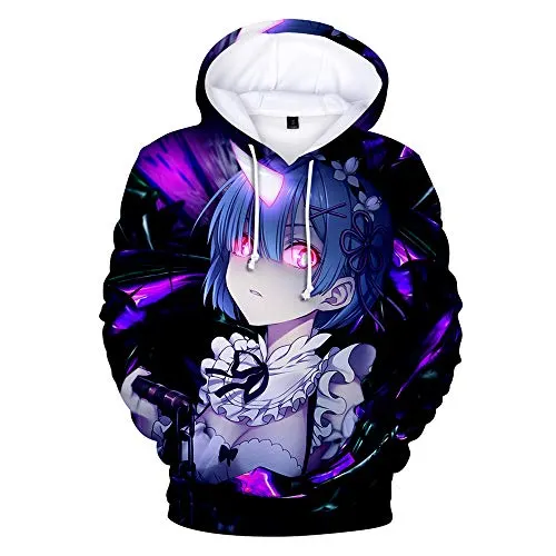 Anime Re:Zero: Starting Life in Another World Cosplay Rem Hoodie Jacket Costume Sweater Fleeces