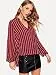 Milumia Women's Elegant Striped V Neck Long Sleeve Blouse High Low Hem...