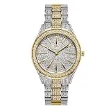 JBW Luxury Women's Cristal-34 J6383D 0.12 ctw 12 Diamond Two-Tone Wrist Watch with Stainless Steel Bracelet, 34mm