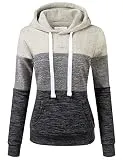 Doublju Women's Basic Simple Lightweight Pullover Long Sleeve Hoodie Oatmeal M