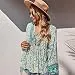 Cocobla Women Boho Floral Blouse Long Sleeve V Neck Drawstring Shirt Cute...