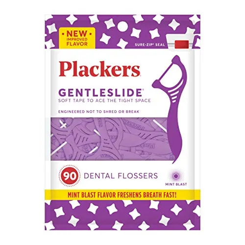 Plackers Gentleslide Dental Floss Picks, 90 Count, Purple