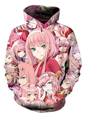 BoerMee Anime Darling Cosplay Costume FRANXX Zero Two Battle Face Sweatshirt Hoodie (XL, Style 1)