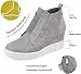 VANDIMI Women's Platform Wedge Sneakers Ankle Booties Grey Size 9