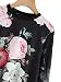 Romwe Women's Casual Floral Print Long Sleeve Pullover Tops Black XL