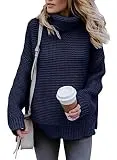 Womens Casual Turtleneck Long Sleeve Chunky Knit Pullover Sweater Jumper Tops