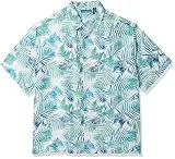 Cubavera Men's Big and Tall Big & Tall Geometric Palm Print Shirt, Bright White, 2X Large