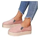 Gyouanime Shoes for Womens Platform Canvas Comfort Fashion Sneakers Casual for Ladies Girls Slip on Shoes Flat with Rhinestone Sneakers
