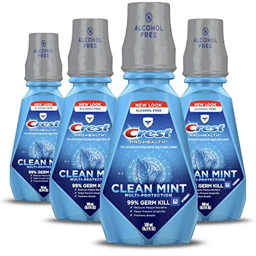 Crest Pro-Health Multi-Protection CPC Antigingivitis/Antiplaque Mouthwash Clean Mint, 67.6 Fl Oz, Pack of 4