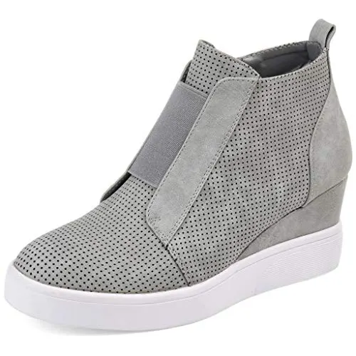 VANDIMI Women's Platform Wedge Sneakers Ankle Booties Grey Size 9