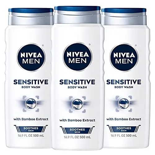 Nivea Men Sensitive 3-in-1 Body Wash, 16.9 Fl Oz (Pack of 3)