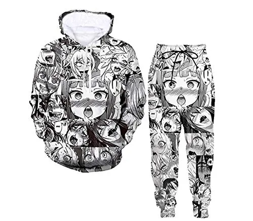 5husihai Unisex A-heg-ao Lifelike 3D Print Anime Hoodie Sweatpants Two-Piece Suit Medium