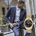 Peugeot 14K All Gold Plated Big Face Luxury Watch with Day Date...