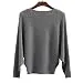 Ckikiou Women Sweaters Batwing Sleeve Casual Loose Cashmere Jumpers Winter Pullovers (Gray)