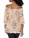 Angie Women's Smocked Off Shoulder Floral Print Top, Blush, Medium