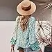 Cocobla Women Boho Floral Blouse Long Sleeve V Neck Drawstring Shirt Cute...
