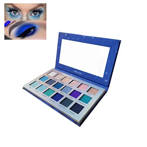 18 Colors Eyeshadow Makeup Palette, YMH BEAUTE Shimmer Matte Eyeshadow Palette Pigmented Blue Eye Shadows Long Lasting Waterproof Colorful Eyeshadow Pallet (DREAM)